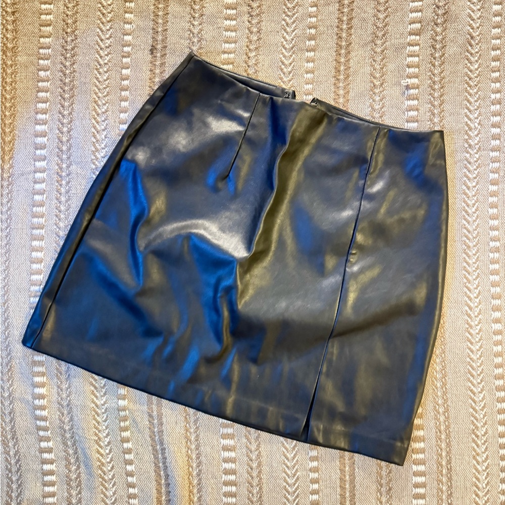 a.n.a Black Faux Leather Mini Skirt